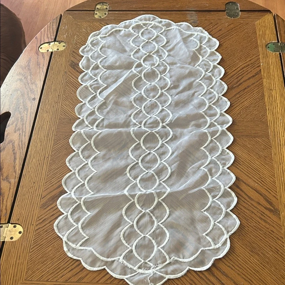 Vintage Embroidered Sheer Organza Doilies